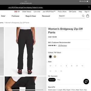 The North Face Women’s Bridgeway Zip off Pants size 8